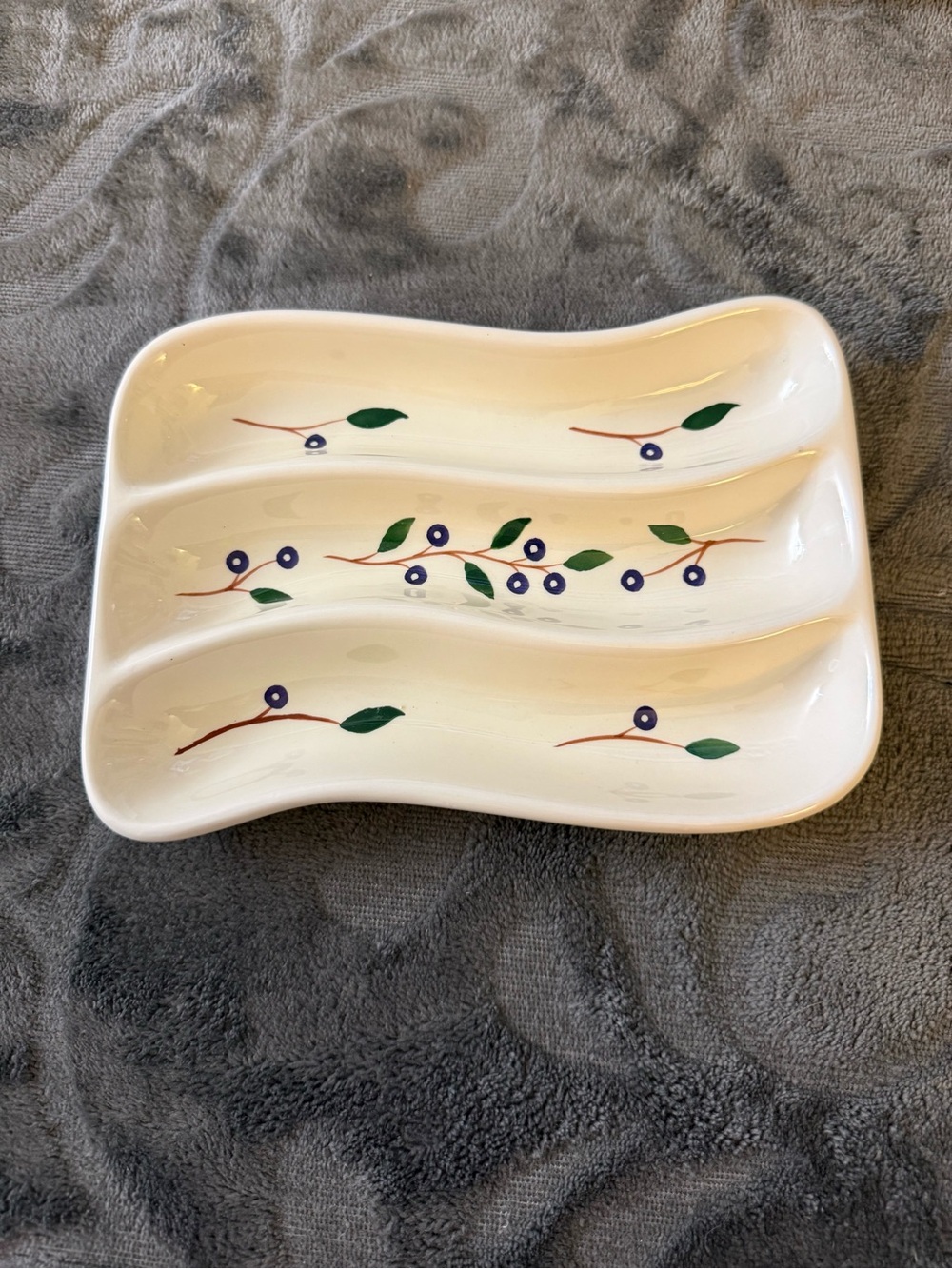 Olive Dish Ceramic Sectioned Serving Tray with Olive Branch Motif  #OSK